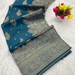 Rhapsody Rama Soft Silk Saree With Charming Blouse Piece