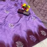 Surreptitious Lavender Soft Silk Saree With Eloquence Blouse Piece