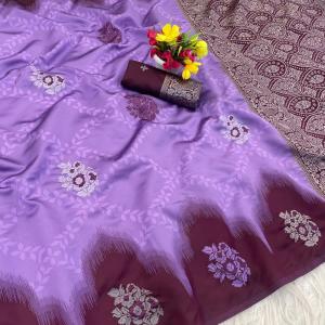 Surreptitious Lavender Soft Silk Saree With Eloquence Blouse Piece