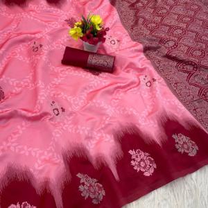 Jazzy Pink Soft Silk Saree With Comely Blouse Piece