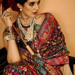 Sensational Black Pashmina Saree With Diaphanous Blouse Piece