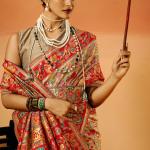 Petrichor Grey Pashmina Saree With Exuberant Blouse Piece
