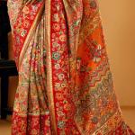 Petrichor Grey Pashmina Saree With Exuberant Blouse Piece