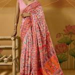 Nemesis Pink Pashmina Saree With Luminous Blouse Piece