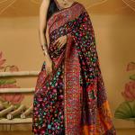 Outstanding Black Pashmina Saree With Pleasurable Blouse Piece