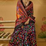 Outstanding Black Pashmina Saree With Pleasurable Blouse Piece