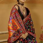 Outstanding Black Pashmina Saree With Pleasurable Blouse Piece