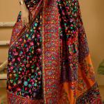 Outstanding Black Pashmina Saree With Pleasurable Blouse Piece