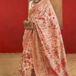 Rhapsodic Beige Pashmina Saree With Glorious Blouse Piece