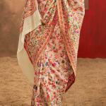 Rhapsodic Beige Pashmina Saree With Glorious Blouse Piece