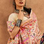 Rhapsodic Beige Pashmina Saree With Glorious Blouse Piece