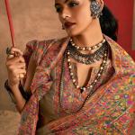 Exceptional Grey Pashmina Saree With Splendorous Blouse Piece