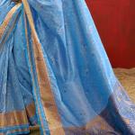 Pleasurable Firozi Soft Banarasi Silk Saree With Dazzling Blouse Piece