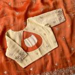 Panoply Orange Handwork Tissue Silk Saree With Outstanding Blouse Piece