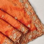 Panoply Orange Handwork Tissue Silk Saree With Outstanding Blouse Piece