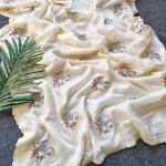 Snappy Off White Embroidery Work Kota Doriya Silk Saree With Elegant Blouse Piece