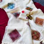 Unequalled Off White Embroidery Work Pure Linen Silk Saree With Capricious Blouse Piece