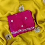Opulent Yellow Hand Embroidery Work Georgette Saree With Super Extravagant Blouse Piece