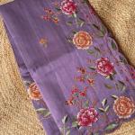 Resonant Lavender Embroidery Work Tussar Silk Saree With Enthralling Blouse Piece