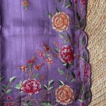 Resonant Lavender Embroidery Work Tussar Silk Saree With Enthralling Blouse Piece