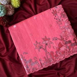 Nemesis Pink Embroidery Work Tussar Silk Saree With Desuetude Blouse Piece