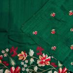 Scintillating Dark Green Embroidery Work Tussar Silk Saree With Luminous Blouse Piece