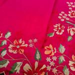 Quintessential Dark Pink Embroidery Work Tussar Silk Saree With Snazzy Blouse Piece