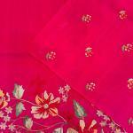 Quintessential Dark Pink Embroidery Work Tussar Silk Saree With Snazzy Blouse Piece