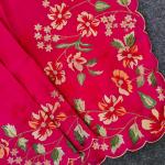 Quintessential Dark Pink Embroidery Work Tussar Silk Saree With Snazzy Blouse Piece