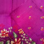 Prettiest Purple Embroidery Work Tussar Silk Saree With Verdant Blouse Piece