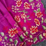 Prettiest Purple Embroidery Work Tussar Silk Saree With Verdant Blouse Piece