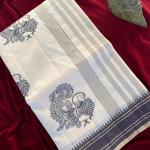 Surreptitious Off White Embroidery Work Tussar Silk Saree With Comely Blouse Piece