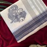 Surreptitious Off White Embroidery Work Tussar Silk Saree With Comely Blouse Piece