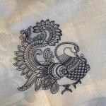 Surreptitious Off White Embroidery Work Tussar Silk Saree With Comely Blouse Piece