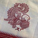 Flamboyant Off White Embroidery Work Tussar Silk Saree With Seraphic Blouse Piece