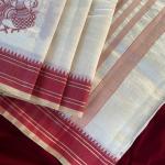 Flamboyant Off White Embroidery Work Tussar Silk Saree With Seraphic Blouse Piece