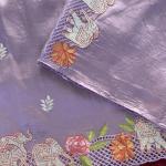 Glorious Lavender Embroidery Work Tussar Silk Saree With Classy Blouse Piece