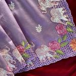Glorious Lavender Embroidery Work Tussar Silk Saree With Classy Blouse Piece