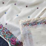 Stunner Off White Embroidery Work Tissue Silk Saree With Smashing Blouse Piece