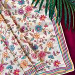 Divine Off White Embroidery Work Tussar Silk Saree With Innovative Blouse Piece