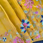 Eclat Yellow Embroidery Work Tissue Silk Saree With Beautiful Blouse Piece