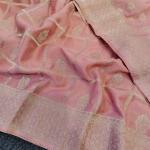 Pretty Pink and Black Banarasi Viscose Georgette Silk Saree With Whimsical Blouse Piece