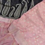 Pretty Pink and Black Banarasi Viscose Georgette Silk Saree With Whimsical Blouse Piece