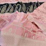 Pretty Pink and Black Banarasi Viscose Georgette Silk Saree With Whimsical Blouse Piece