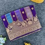 Pleasant Purple Pure Viscose Banrasi Silk Saree With Jazzy Blouse Piece
