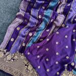 Pleasant Purple Pure Viscose Banrasi Silk Saree With Jazzy Blouse Piece