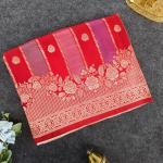 Rhapsody Red Pure Viscose Banrasi Silk Saree With Classic Blouse Piece