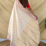 Unique Off White Pure Zari Weaving Banarasi Silk Saree With Girlish Blouse Piece