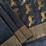 Panache Black Pure Zari Weaving Banarasi Silk Saree With Ravishing Blouse Piece