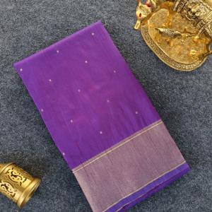 Woebegone Purple Pure Zari Weaving Banarasi Silk Saree With Palimpsest Blouse Piece